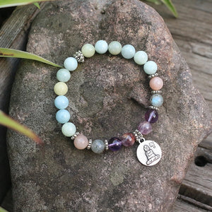 Handmade Dream Aquamarine, Sunstone, Labradorite, and Amethyst Bracelet