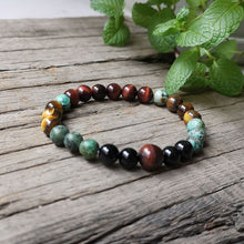 Load image into Gallery viewer, Handmade Black Onyx, African Turquoise, and Tigers Eye Bracelet
