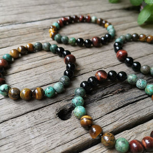 Handmade Black Onyx, African Turquoise, and Tigers Eye Bracelet