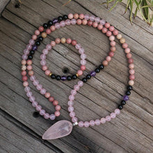 Load image into Gallery viewer, Handmade Natural Amethyst, and Rose Quartz Mala
