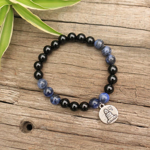 Handmade Black Onyx and Sodalite Bracelet