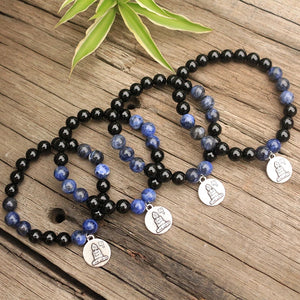 Handmade Black Onyx and Sodalite Bracelet