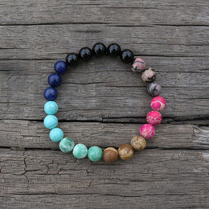 Handmade Rhodochrosite, Lapis, Onyx, and Blue Turquoise Mala