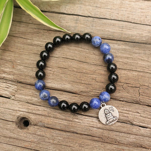 Handmade Black Onyx and Sodalite Bracelet