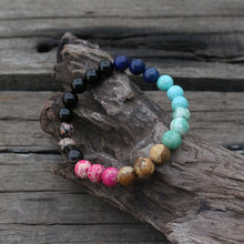 Load image into Gallery viewer, Handmade Rhodochrosite, Lapis, Onyx, and Blue Turquoise Mala
