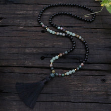 Load image into Gallery viewer, Handmade Natural Black Onyx, Indian Agate, and Aventurine Mala
