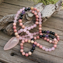 Load image into Gallery viewer, Handmade Natural Amethyst, and Rose Quartz Mala
