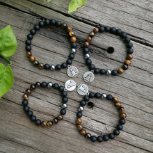 Load image into Gallery viewer, Handmade Matte Black Onyx and Tigers Eye Bracelet
