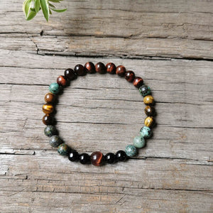 Handmade Black Onyx, African Turquoise, and Tigers Eye Bracelet