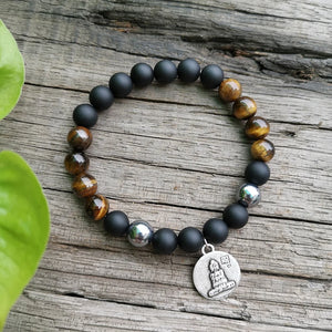 Handmade Matte Black Onyx and Tigers Eye Bracelet