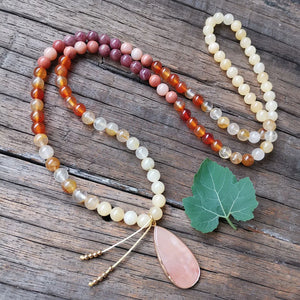 Fire Quartz, Jasper Stone, and Aventurine Mala