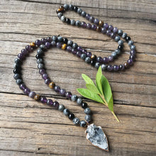 Load image into Gallery viewer, Amethyst, Black Labradorite, and Tigers Eye Mala
