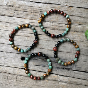 Handmade Black Onyx, African Turquoise, and Tigers Eye Bracelet